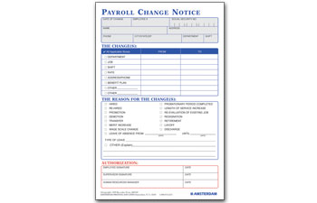 Payroll Change Notice 5.5 X 8.5