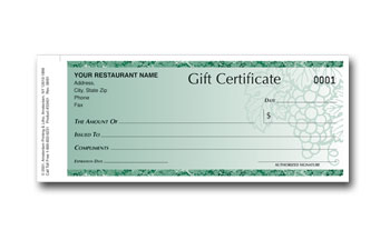 Restaurant Gift Certificate