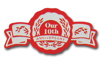 10Yr Anniversary Label 1 3/8 X2 5/8