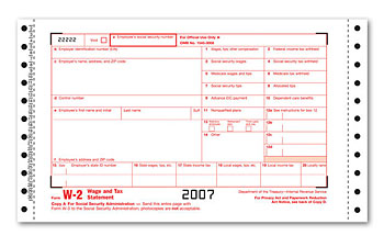 1 Wd Cont W-2 6 Part (Carbonless)
