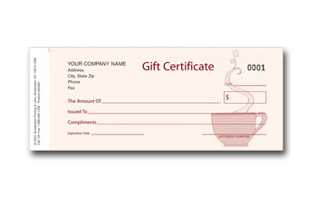 Coffee Shop Gift Certificate