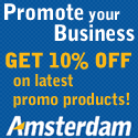 Save 10% on Custom Promo Products! AmsterdamPrinting.com