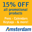 15% off imprinted promotional products!