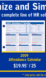 2009 Attendance Calendars just $24.95 per 25 calendars!