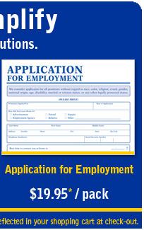 Applications for Employment just $19.95 per pack (25 forms per pack)!