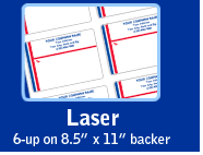 Laser mailing labels have an 8-1/2" x 11" backer sheet, 6 labels per sheet.