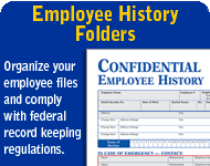 Employee History Folders help you organize your employee files and comply with federal record keeping laws.