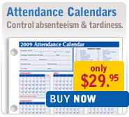 HR Forms: 2008 Attendance Calendar - take control of absenteeism and tardiness! As low as 56 cents each!