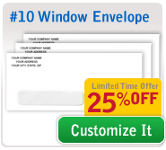#10 Window Envelope: 25% OFF!