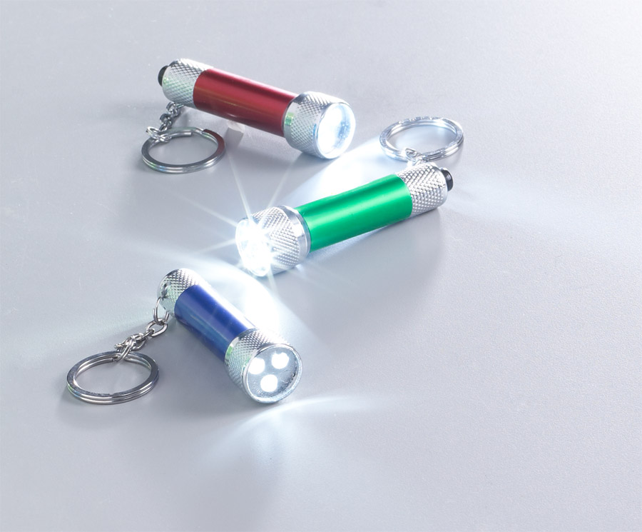 Mini flashlight keychains in red, green, and blue Small Business KnowHow