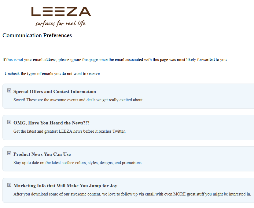 email preferences