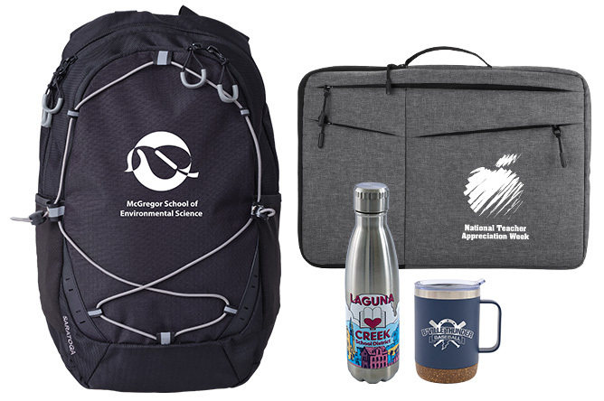 Custom bags and drinkware